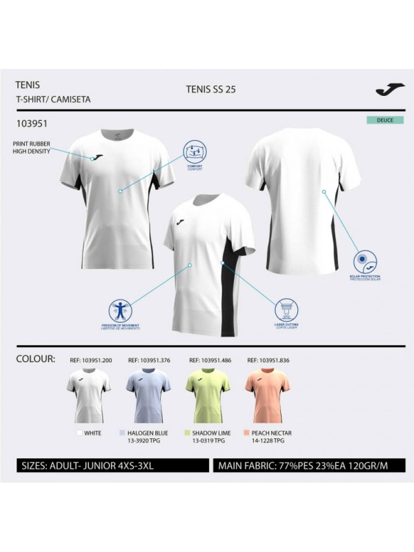 Majica Joma Court Challenge sleeve T-shirt Lime