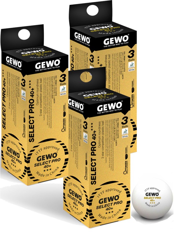 Žogice za namizni tenis GEWO Select Pro 40+ *** - 3pack (9 žogic)